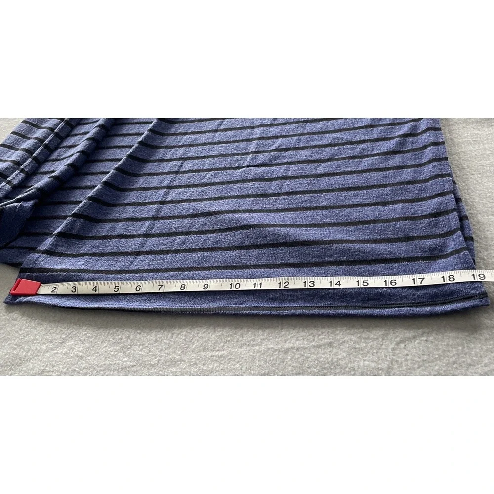 Lularoe Duster Vest, Size S, Open Front Blue/Black‎ Stripe Lightweight
